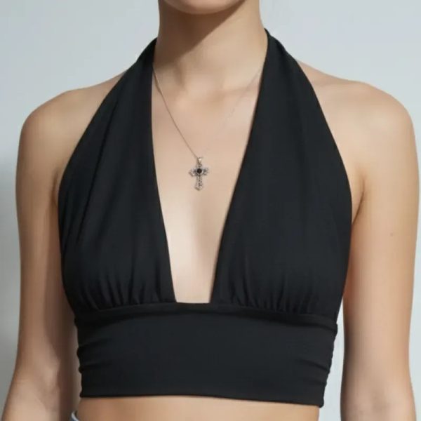 Blusa corta elastizada ajustable en la espalda