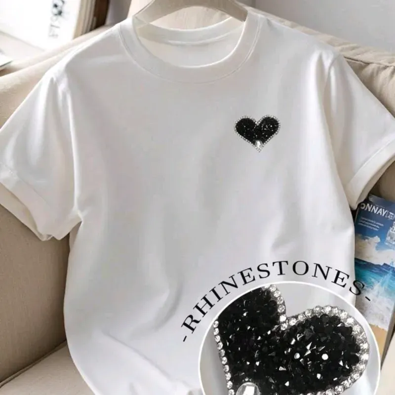  Camiseta con diseño de pedrería — Blanco