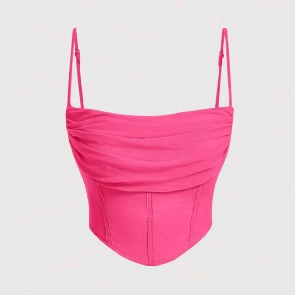 Top rosado fruncido tirantes
