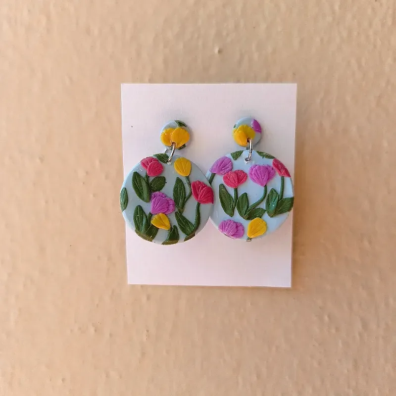 Aretes estampado floral