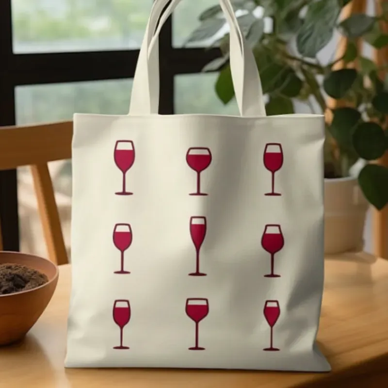 Bolsa Tote / Tote Bag – “Patrón de copas de vino”