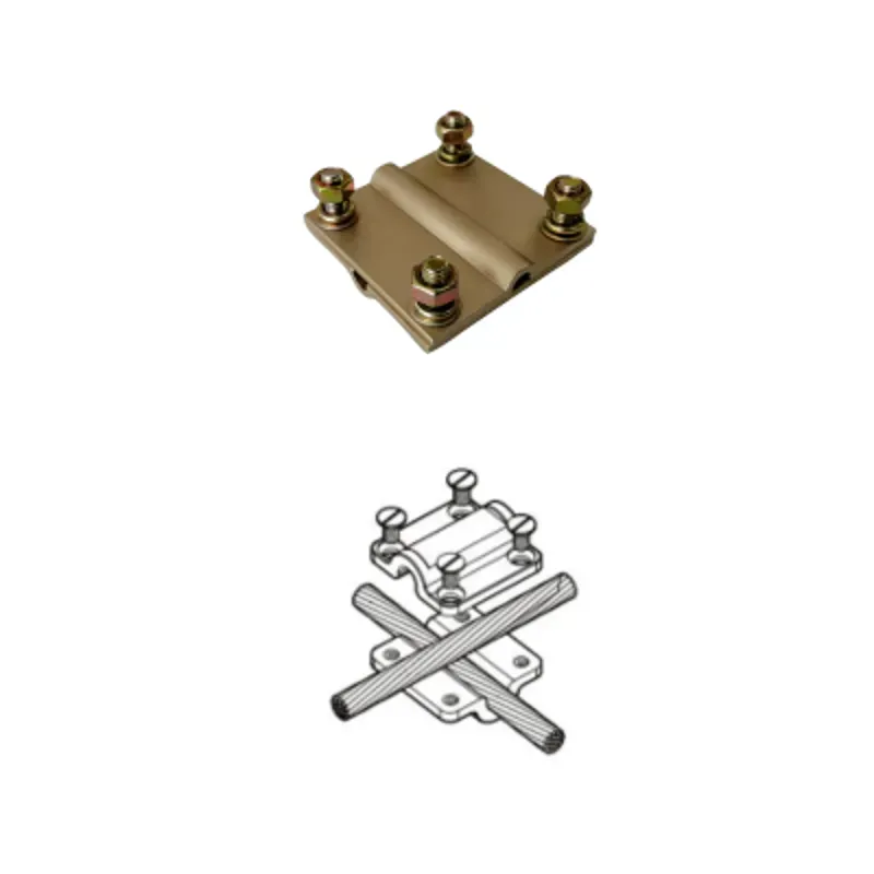 Abrazadera de puesta a tierra en cruz de latón (compatible con conductor de 16mm²)