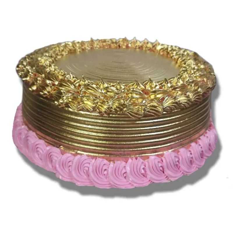 Tarta o Cake Matizado en Dorado - 25 centímetros de diámetro con doble relleno de coco y piña. *Encargar mínimo con 48 horas de antelación*