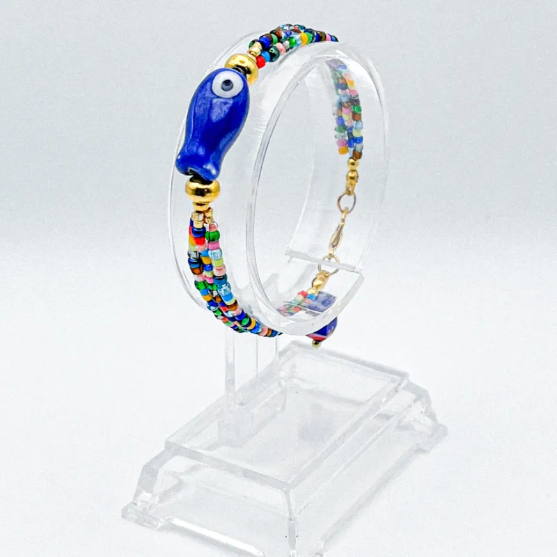 Pulsera con entrepieza de cerámica vidriada