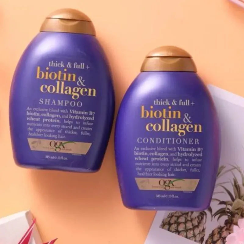 Set de shampoo y acondicionador de biotina y colágeno