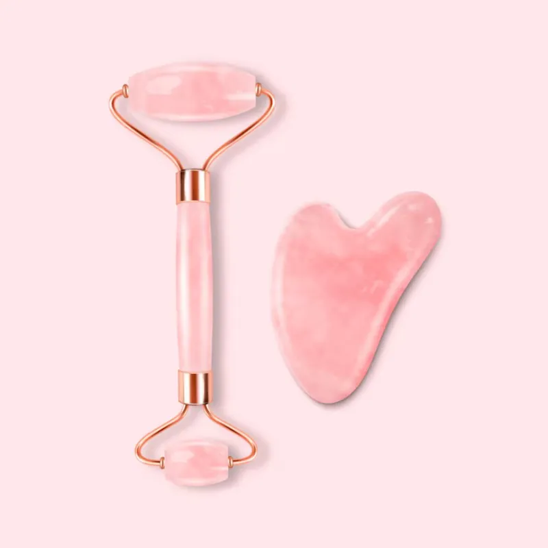 Rodillo + Gua Sha para masaje facial
