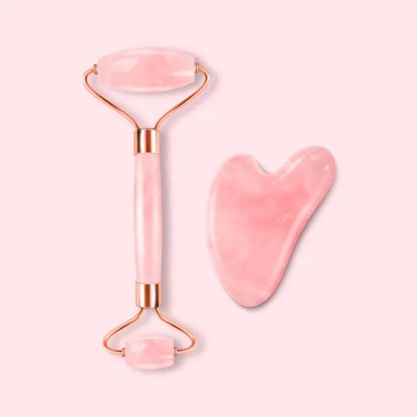 Rodillo + Gua Sha para masaje facial