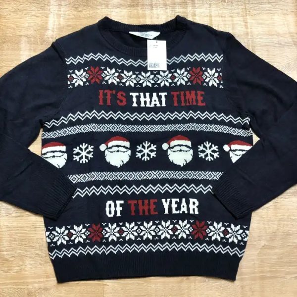 Abrigo tejido azul oscuro “It’s that time of the year”