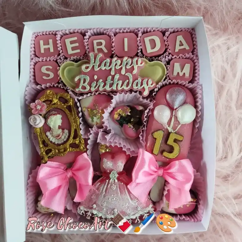 Caja de bombones¡¡¡Happy Birthday!!! Ideal para quinceañera.
