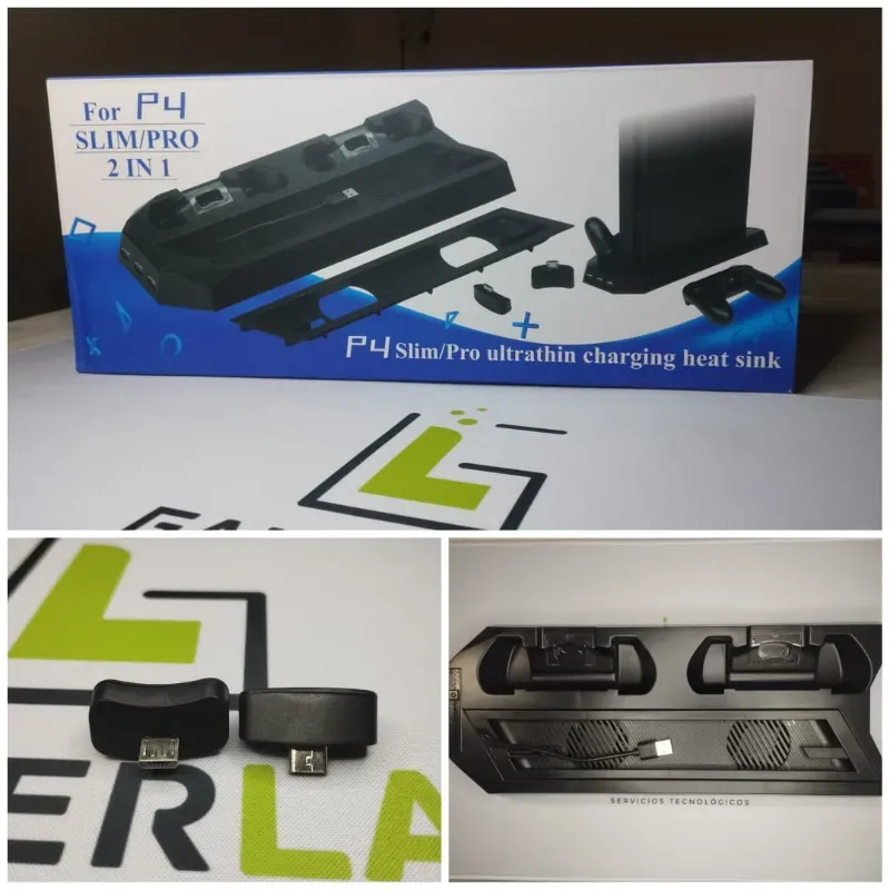 Base de refrigeración para Ps4 Slim/Pro y carga de dos mandos (Nuevo/sellada)