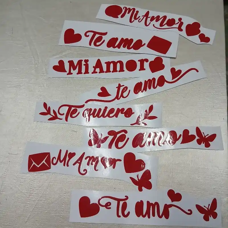 Vinil frases en rojo de Amor