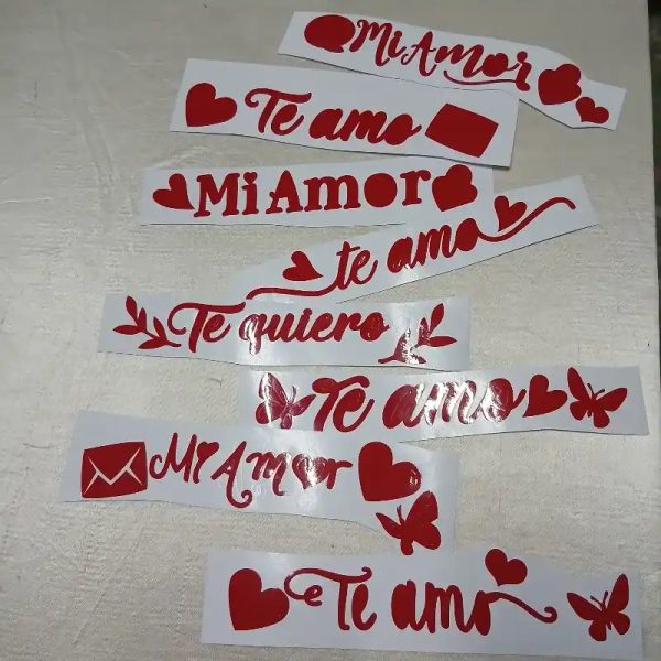 Vinil frases en rojo de Amor