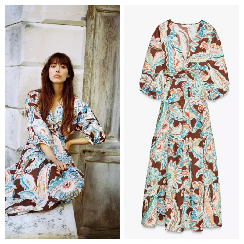 Vestido Zara maxi nudo