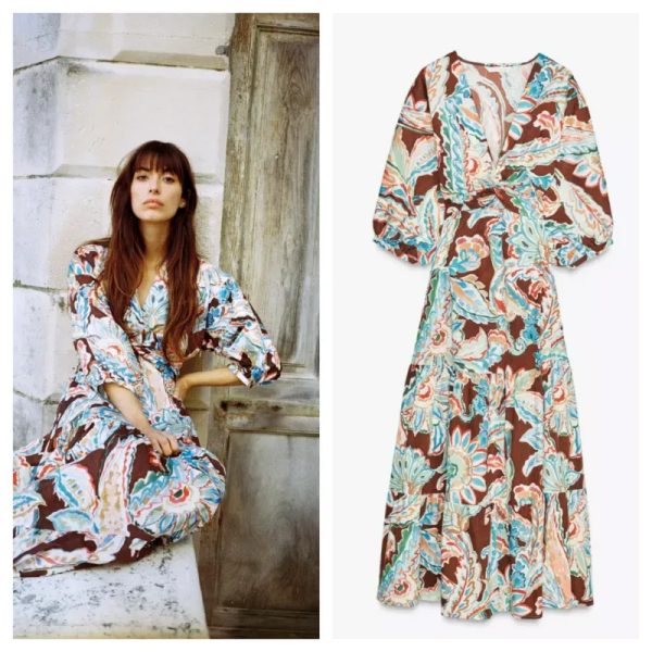 Vestido Zara maxi nudo
