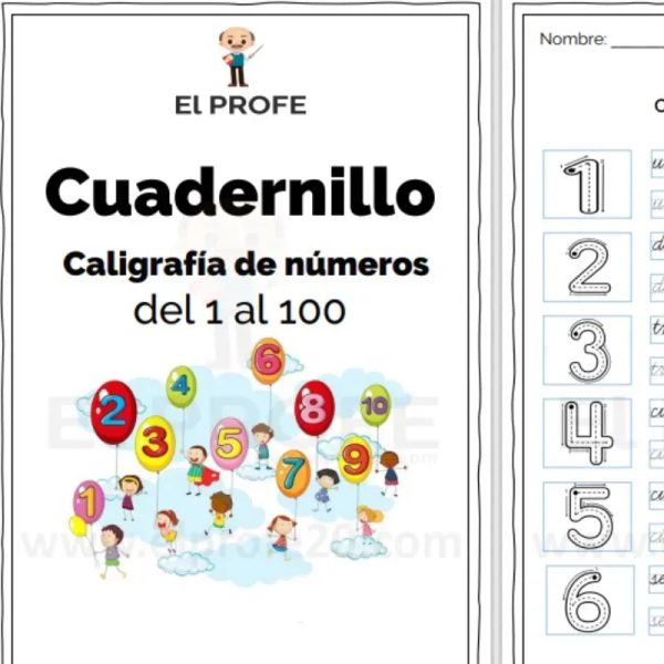 Cuaderno Caligrafía Números del 0-100