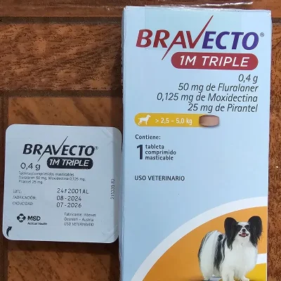BRAVECTO 1M TRIPLE 0.4 g (2.5 a 5 kg)