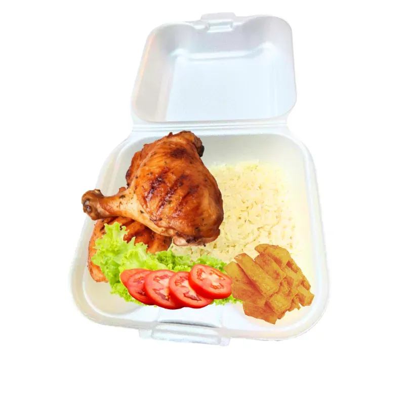 Completa Pollo frito (Arroz blanco/moro, pollo frito, vegetales y viandas fritas)