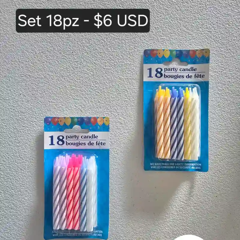 Set 18pz velas de colores