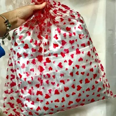 Bolsa de naylon con patrón de corazones