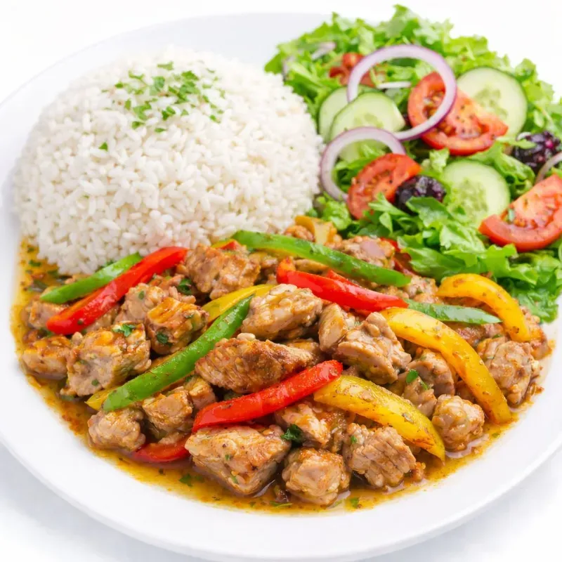 Fajita de Cerdo con Arroz Blanco