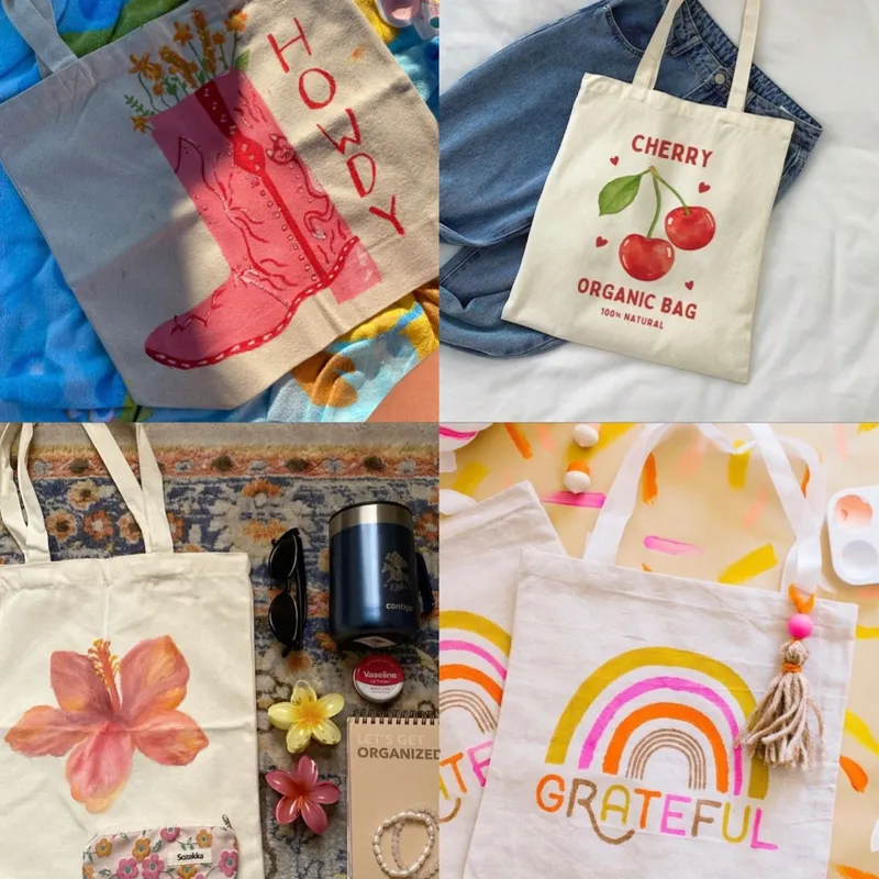 Bolsas de lienzo pintadas a mano‍♀️