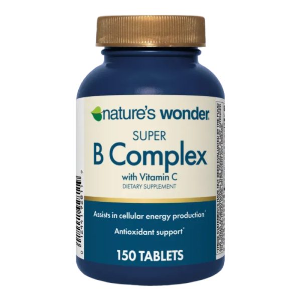 Super B Complex + Vitamina C, B12 y Ácido Fólico - Nature’s Wonder  – 150 Tabletas