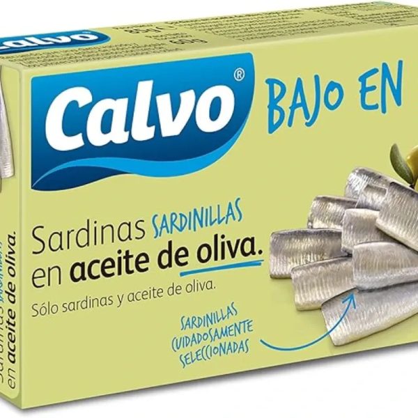 Sardinillas en Aceite de Oliva Bajo en Sal CALVO 24/Caja