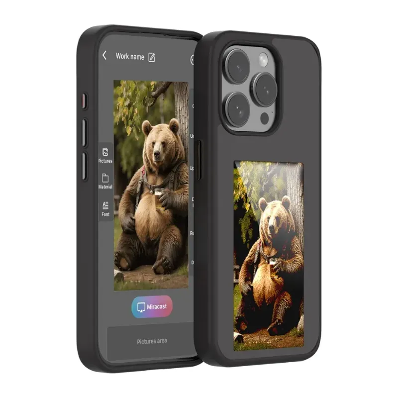 Funda KSOPUERT con pantalla de eInk (iPhone 14 Pro Max, 15 Pro Max, 16 Pro Max)