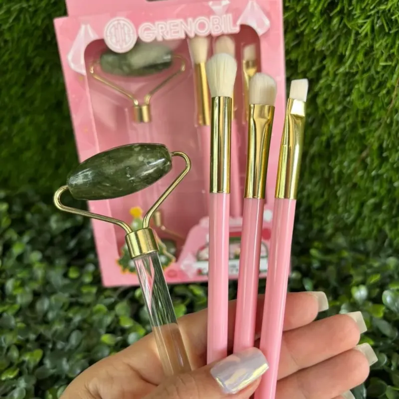 Set de 3 Brochas + Rodillo de Jade