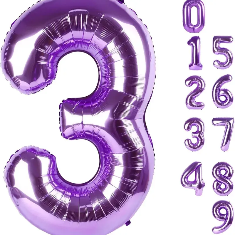 Globo foil número 3 morado