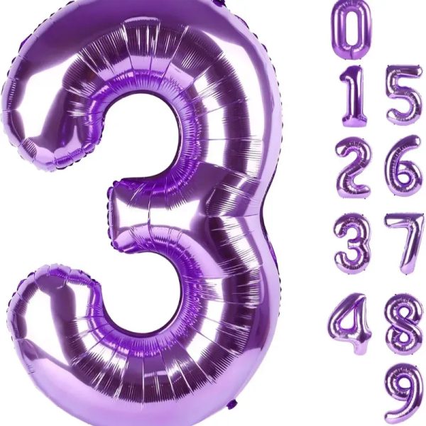 Globo foil número 3 morado