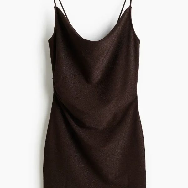 Vestido carmelita con brillos Mango ajustado al cuerpo