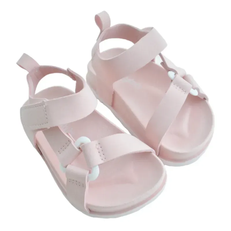 Sandalias Rosa Pastel con Aros para Bebé
