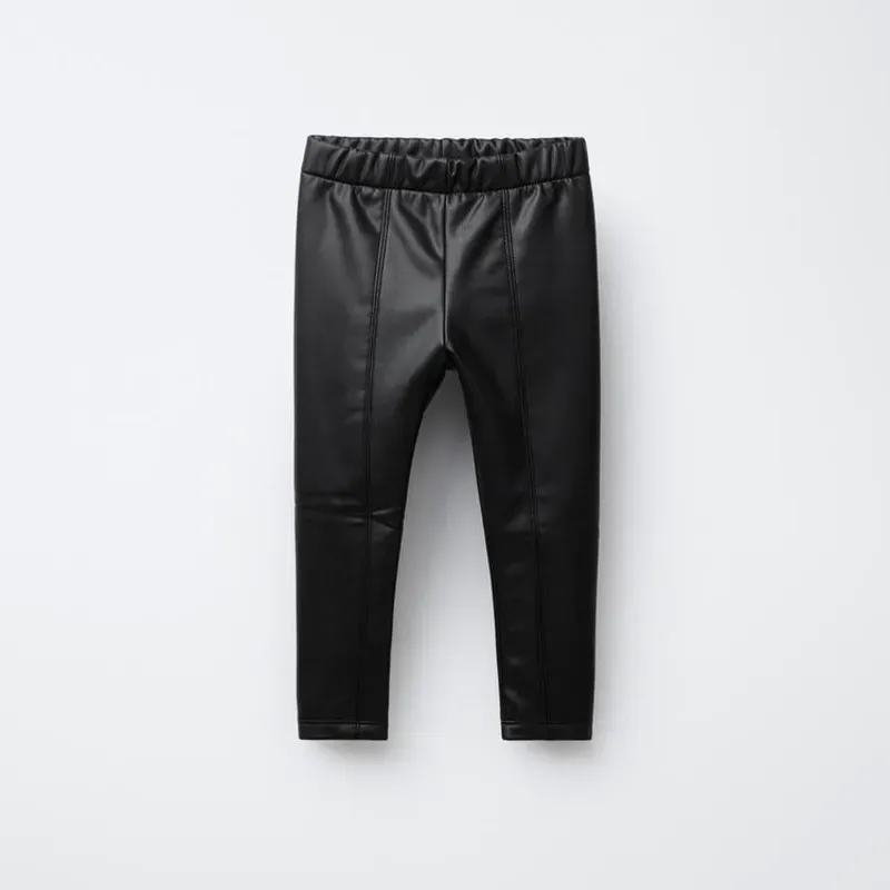 Legging negro efecto piel ZARA
