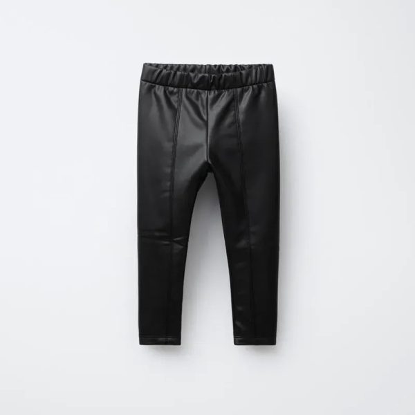 Legging negro efecto piel ZARA