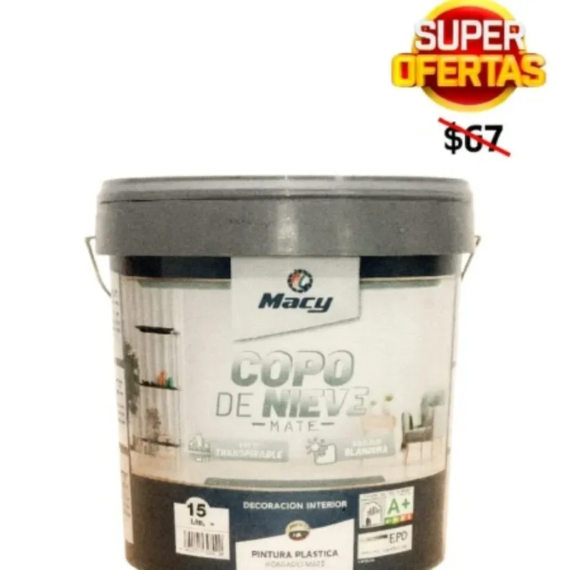 PINTURA MATE COPO DE NIEVE MACY COLOR BLANCO 4 LITROS