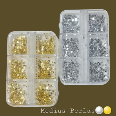 Cajitas de medias perlas dorado y plateado