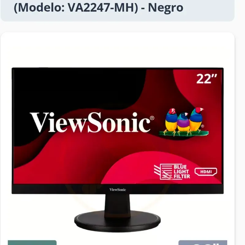 Monitor ViewSonic 22" FHD 100Hz Adaptive Sync Monitor (HDMI, VGA) (Modelo: VA2247-MH) - Negro