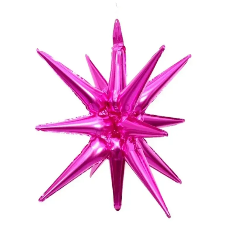 Globo de estrella rosado oscuro de 12 puntas