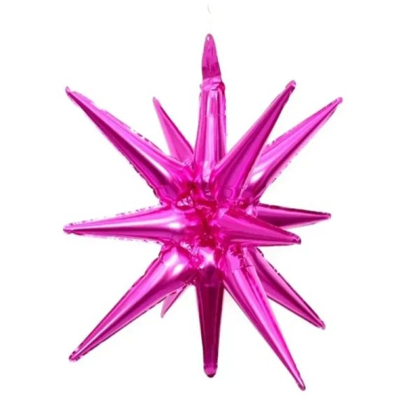 Globo de estrella rosado oscuro de 12 puntas