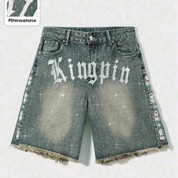  Short de mezclilla con brillos — Azul