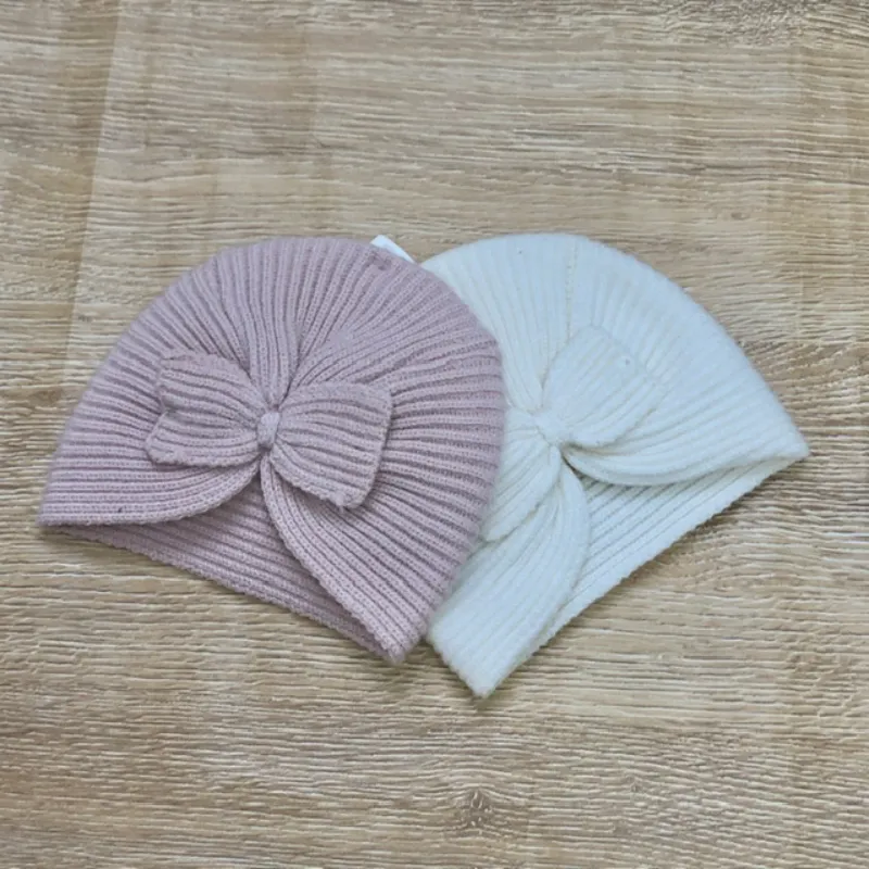Pack de 2 gorros para bebé con lazo