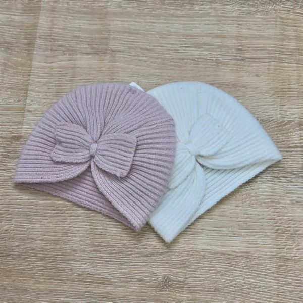 Pack de 2 gorros para bebé con lazo