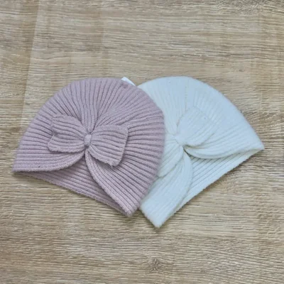Pack de 2 gorros para bebé con lazo