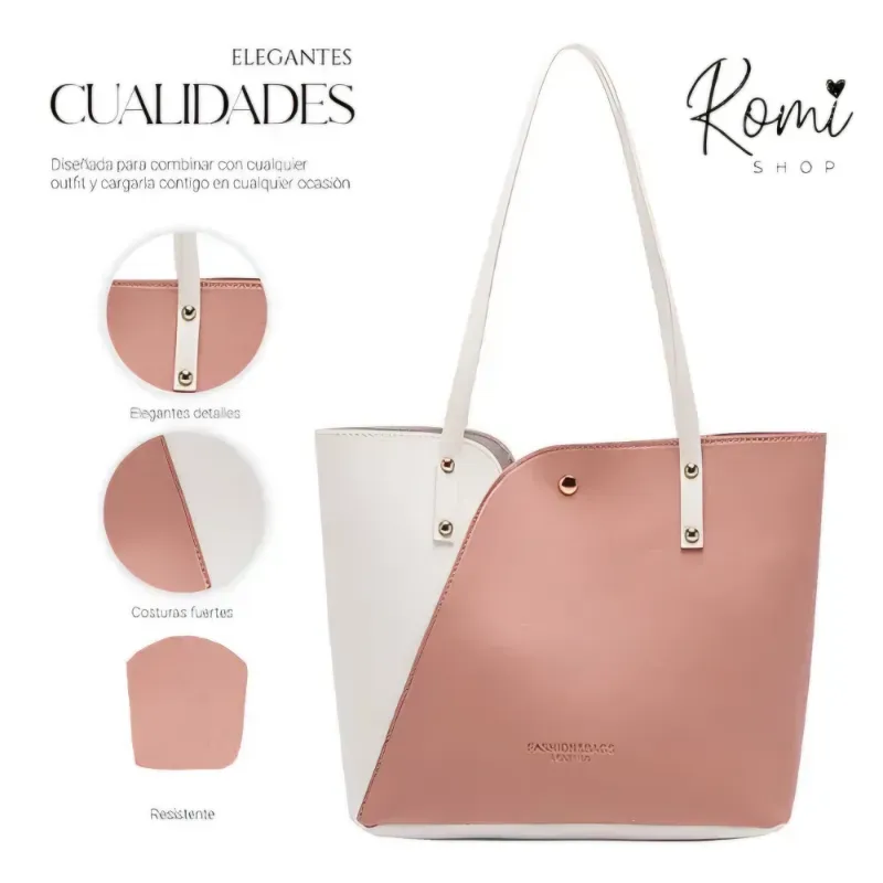 Bolso Fashion Rosa y Blanco