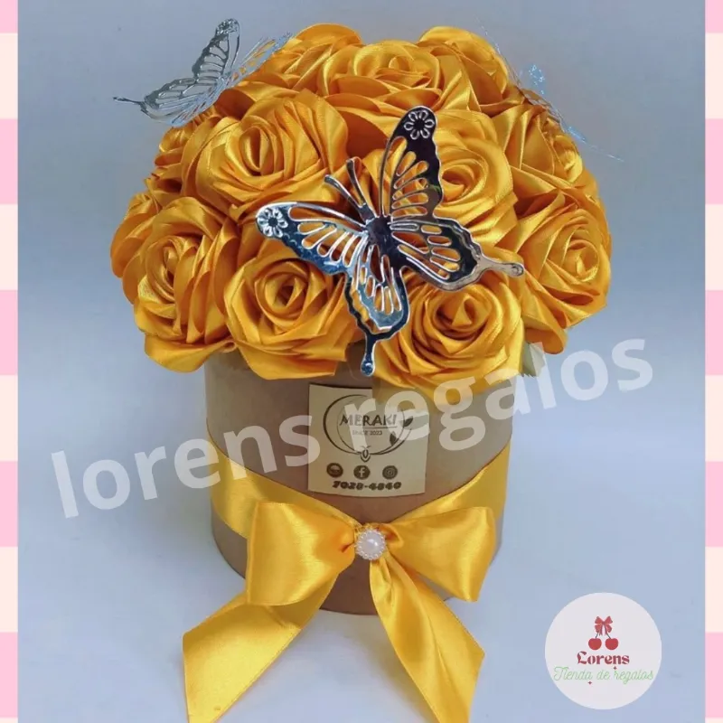 Caja redonda de flores