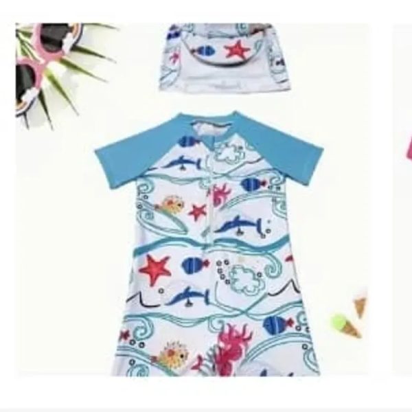 Traje de baño temática marina + gorro