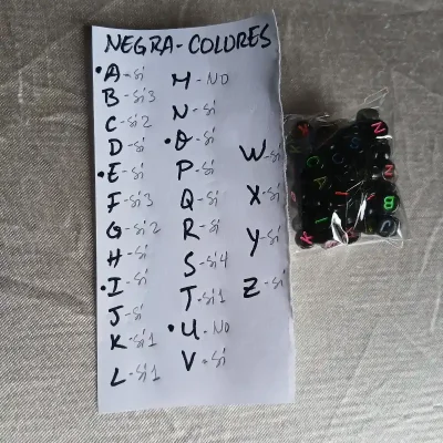 VOCALES - Sueltas cuenta negra letra colores