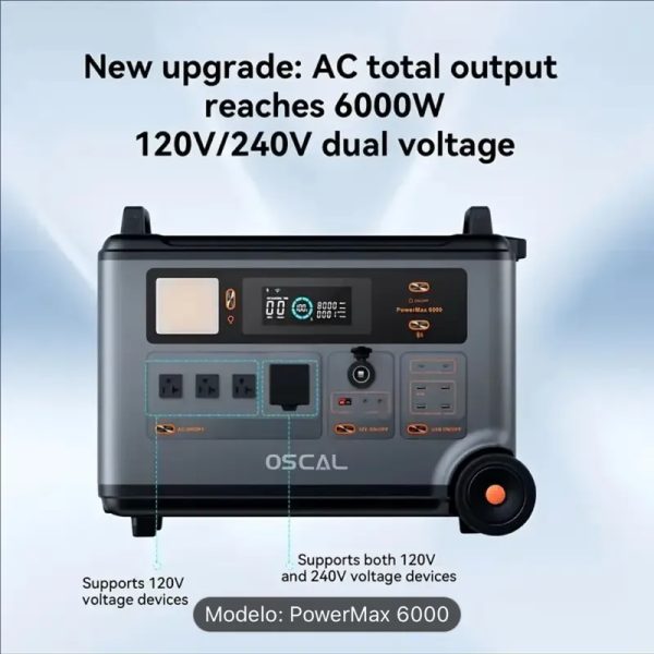 Estación de Energía Portátil PowerMax 6000 w