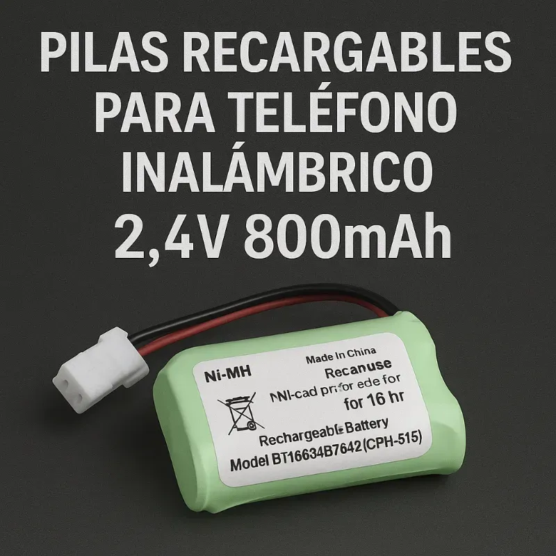  Pilas Recargables AAA de Teléfono Inalámbrico 2.4V 800mAh (Ni-MH)